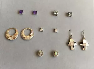 WOW - Six Pairs of Gemstone Earrings For One Great Price - All in Solid Silver - Picture 1 of 7