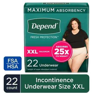 Depend Fresh Incontinence Underwear for Women, Adult Diapers, XXL 22 Count - Picture 1 of 7