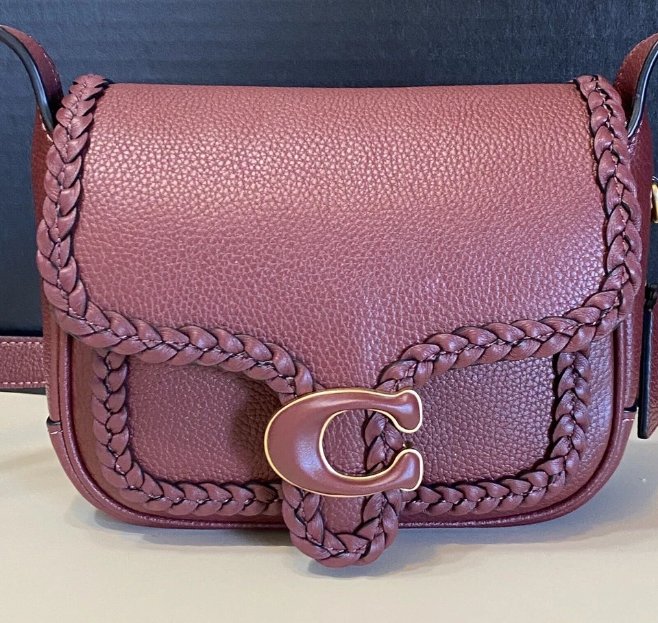 Coach Tabby Leather Messenger 19 With Braid CJ837 Brass/Wine