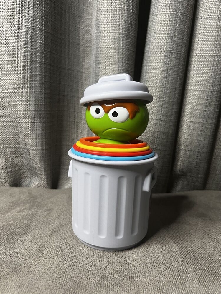 Sesame Street Oscar the Grouch Stacking Garbage Cans Nesting Toy Bright Starts