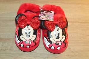 NEW Disney Junior MINNIE MOUSE Toddler Girls' Slippers house shoes in Red
