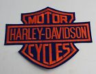 New Vintage Harley Davidson Orange and Blue RARE Logo Patch