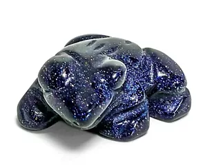 Blue Goldstone Frog Fetish Good Luck Totem Figurine Sculptured Art Bead 7556 - Picture 1 of 6