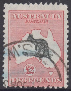 Kangaroo 2 pound stamp C of A watermark SG138 variety red line north of bite - Bild 1 von 2