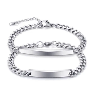 Pulsera de cadena de plata de fiesta de aniversario de acero inoxidable 316L para hombre y mujer 17,2 cm - Imagen 1 de 8