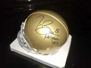 TIM BROWN NOTRE DAME HEISMAN 87, RAIDERS JSA SIGNED MINI HELMET - Picture 1 of 2
