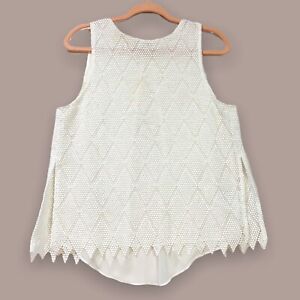 Anthropologie Bailey 44 Sleeveless Crochet Lace Overlay Top Size XS Summer White