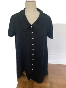 tomorrow’s mother black short sleeve collared top size medium - Picture 1 of 10