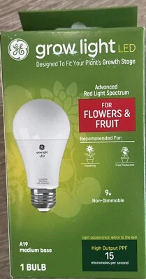Brand New GE Grow Light -LED 9W -Balanced Light Spectrum PPF 16 Bulb - A19 - Image 1 of 4