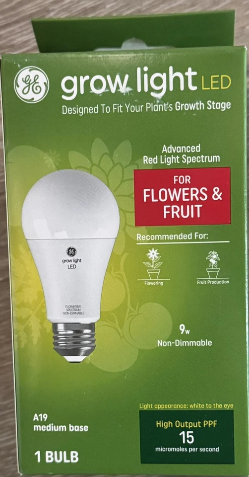 Brand New GE Grow Light -LED 9W -Balanced Light Spectrum PPF 16 Bulb - A19 - Image 1 of 4