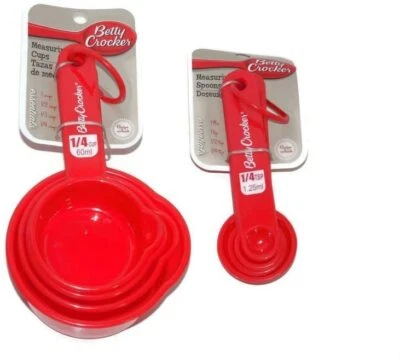 Measuring Cups & Spoons Red Plastic 8 PC Set - Image 1 of 3