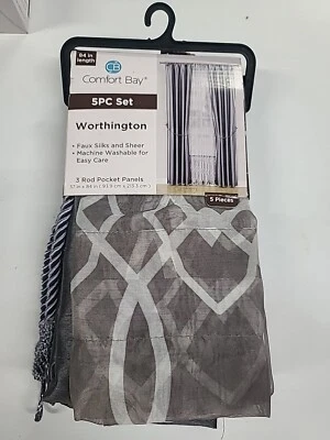 "Nuevo juego de 5 cortinas Comfort Bay Worthington 37"" x 84"" etiquetas" Foto 1 de 2