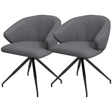 HOMCOM Dining Chairs Set of 2 with Padded Seat, Curved Back and Steel Legs, Grey