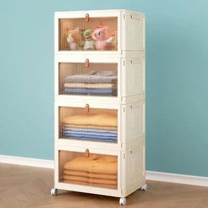 4 Tier Stackable Plastic Storage Bins with Lid and Wheels - 23 QT Closet Organiz - Picture 1 of 12