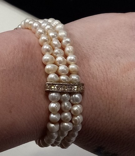 OFF WHITE Bracciale Elasticizzato Perle 5 5 6 2mm Formale Matrimonio Prom