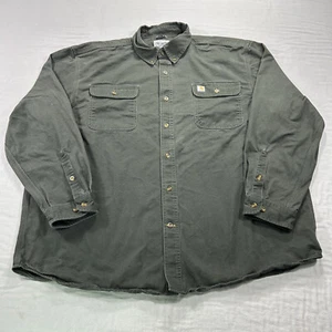Carhartt Shirt Mens 2XL XXL Green Heavy Canvas S09 MOS Workwear Outdoors - Picture 1 of 10