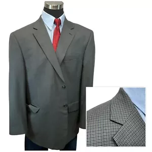48R Stafford Wool Suit Jacket Sport Coat Blazer Plaid Shepherds Check Gray Green - Picture 1 of 16