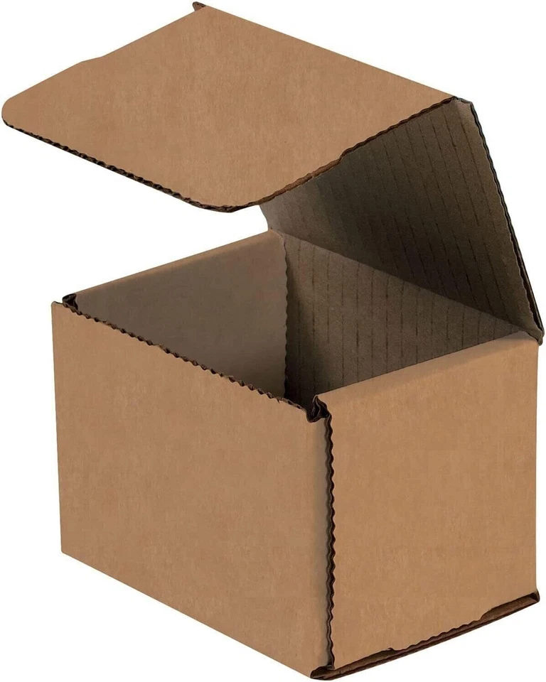 50 4" x 3" x 3" Kraft Corrugated Mailers Die Cut Tuck Flap Boxes - Image 1 of 1