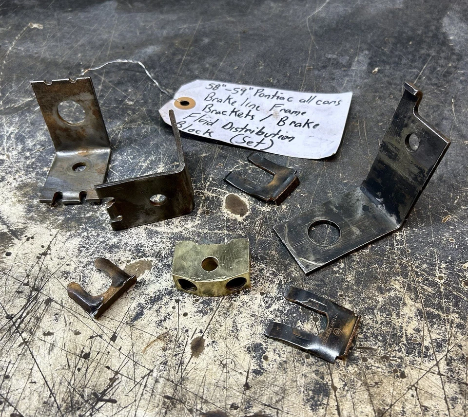 1958 - 1959 Cuadro Pontiac Brake Line Brackets / Bloque de líquido (juego usado OEM) A+ Foto 1 de 3