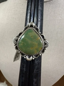 925, Sterling Silver Turquoise Ring Size 8 Adjustable, Green Color - Picture 1 of 7