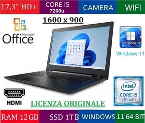 SCONTO 15€ 17,3" HD+ CORE I5 7200u RAM 12GB DDR4 SSD 1TB NOTEBOOK LENOVO 17IK PC - Foto 1 di 1