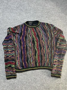 Vintage Coogi 90er leichter Pullover Regenbogen Strick Biggie Smalls schwarz Gr. L - Bild 1 von 5