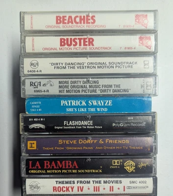 80s SOUNDTRACK Cassette Tape Lot of 9: Dirty Dancing Flashdance Rocky La Bamba Foto 1 de 4