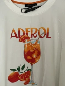 Neu mit Etikett elfenbeinfarbenes grafisches T-Shirt bestickt orange Gr. 1X "APEROL" Jane + Delancey - Bild 1 von 9