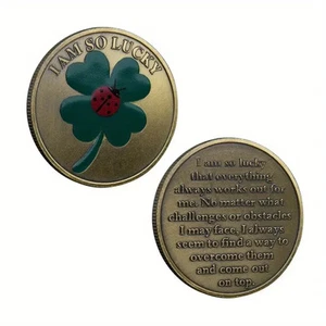 Four-Leaf Clover Commemorative Coin Collectible Coin for Good Luck Charms Gift - Picture 1 of 6