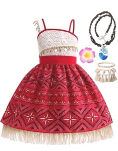 Moana 2 Kostüm Prinzessin Kleid Rock Halskette Kinder Mädchen Halloween Gr. 4,7"/140 cm - Bild 1 von 9