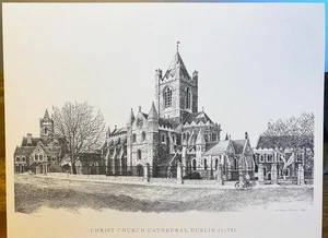 OVERSIZE Irish Art Postcard CHRIST CHURCH CATHEDRAL Dublin Ireland Fergus Ryan - Picture 1 of 2