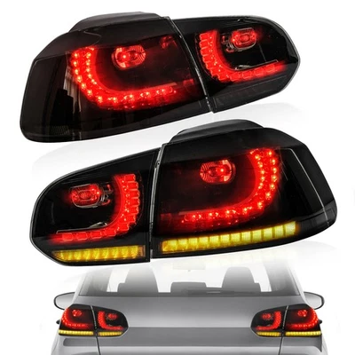 VLAND Smoked LED TailLights For VW GOLF MK6 2008-2013 W/Sequential Indicator L+R - Image 1 of 4
