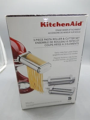 KitchenAid KSMPRA Pasta Roller and Cutter Attachment Set 3 Piece NIB new - Image 1 of 4