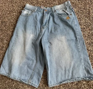 Pantalones Cortos de Jean Akademiks Y2K Sueltos Lavado Ligero Patinador Ropa de Calle Talla 34x13 - Imagen 1 de 5