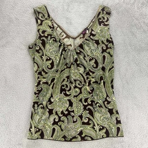 Canotta smanicata Agenda vintage verde paisley scollo a V piccola - Foto 1 di 8
