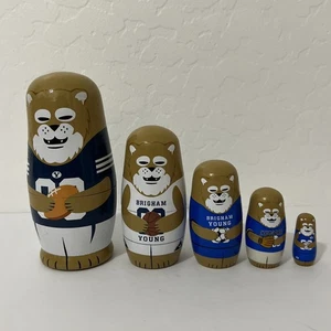 Brigham Young University BYU Cosmo der Puma 5,5 Zoll russische verschachtelte Holzpuppe - Bild 1 von 5