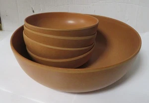 Vintage Ellingers Salatschüssel Set 5-teilig Achatholz inkl. Sheboygan Wisconsin - Bild 1 von 11