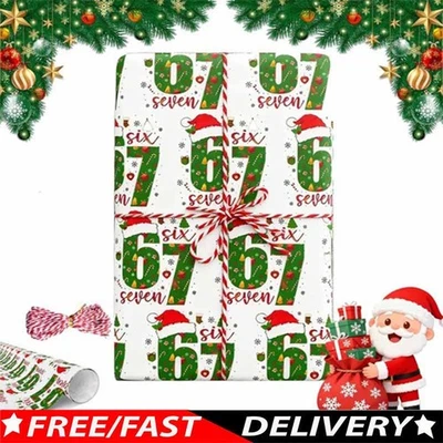 67 Meme Christmas Wrapping Paper, Funny Six Seven Gift Wrap for Xmas Birthday - Image 1 of 4