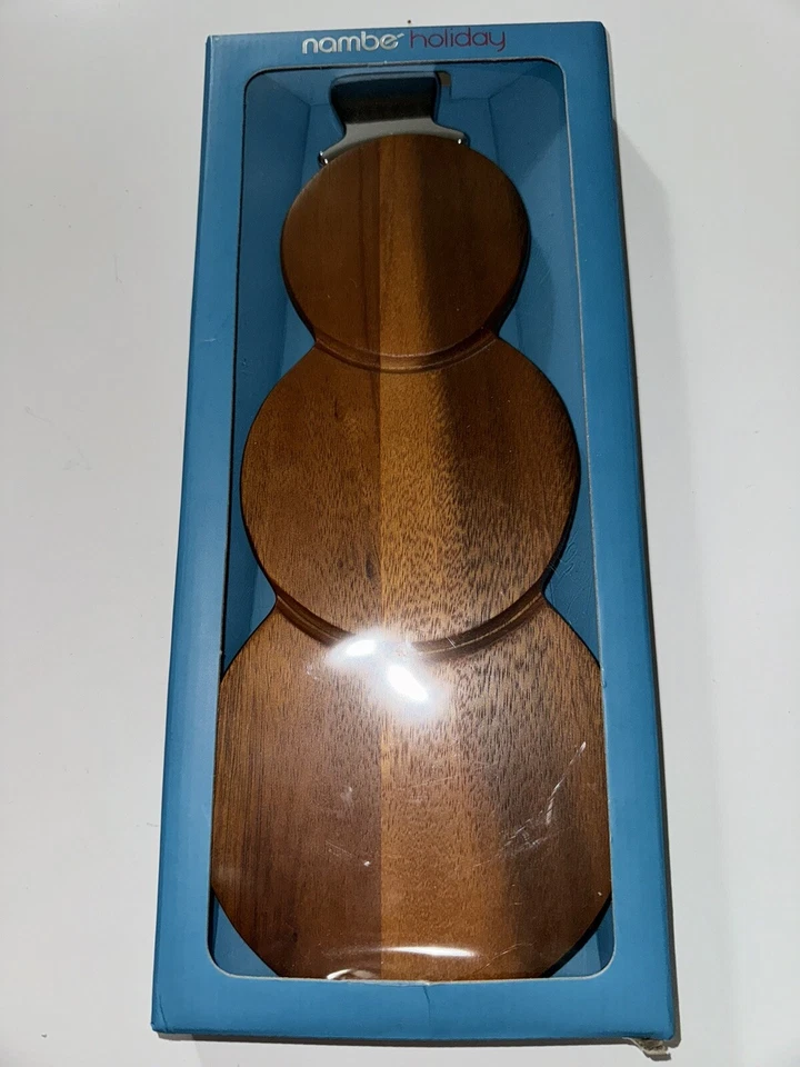 Nambe Snowman Cheese Board With Top Hat Spreader -