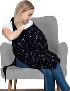 Large Cotton Nursing Cover w/ Built-in Burp Cloth -Constellations - Picture 1 of 8