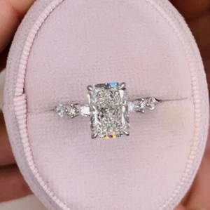 Radiant Cut Engagement Ring Labcreated Diamond E/VVS2 14K White Gold 3.05Ct - Picture 1 of 7