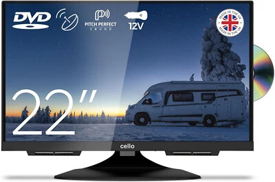 CELLO 22" inch 12v volt TRAVELLER TV DVD FULL HD DIGITAL & SAT TUNER CARAVAN TV - Image 1 of 4