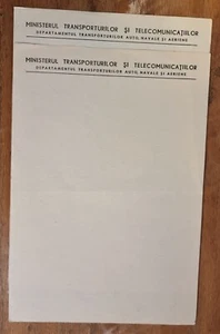 Vintage 1980's unused Letterhead from the ROMANIAN Ministry of Transport & Tele - Foto 1 di 2