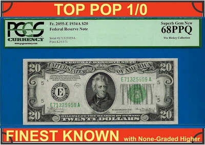 1934A $20 Federal Reserve Note PCGS 68PPQ TOP POP 1/0 highest graded Richmond - Image 1 of 4