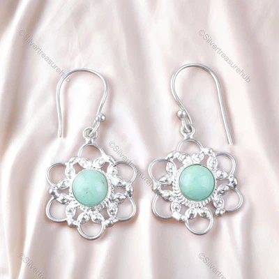 Oferta del día de la madre crisoprasa natural plata esterlina esposa pendientes colgantes Foto 1 de 4