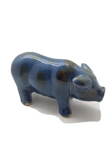 Vintage Chinese Porcelain Animal Figure of a Pig with Blue Monochrome Glaze - Picture 1 of 10