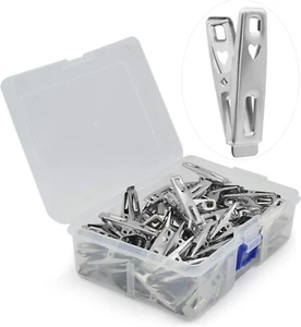 60 PCS Strong Stainless Steel Clothes Pins Metal Laundry Clips with Storage Box - Picture 1 of 12