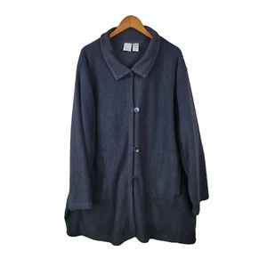 Roamans Fuzzy Fleece Sweatshirt Jacket Plus Size 30W Button Up Pockets Cardigan  - Picture 1 of 7