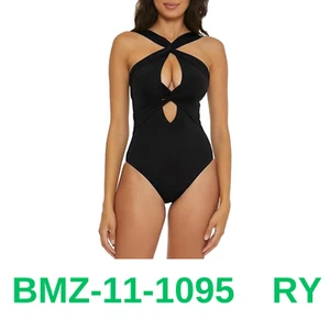 BECCA Womens Color Code Swimsuit, High Neck, Bathing for One Piece, Black, M - Picture 1 of 3