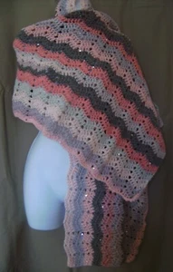 MULTICOLOR SEQUIN SHAWL WRAP HAND MADE CROCHET - Picture 1 of 4